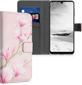 kwmobile telefoonhoesje voor Samsung Galaxy A22 4G - Hoesje met pasjeshouder in poederroze / wit / oudroze - Magnolia design