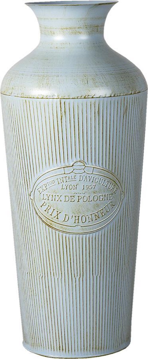 Clayre & Eef Vaas Ø 22x47 cm Blauw Zink Rond Decoratie Vaas
