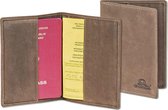 Woodland Leren Etui voor Paspoort en Gele Boekje - Echt Leer - Donkerbruin