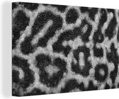 Canvas schilderij 140x90 cm - Wanddecoratie Close-up van luipaard patronen - zwart wit - Muurdecoratie woonkamer - Slaapkamer decoratie - Kamer accessoires - Schilderijen