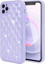 iPhone 7 Luxe Diamanten Back Cover Hoesje - Siliconen - Diamantpatroon - Back Cover - Apple iPhone 7 - Paars