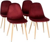 Set van 4 stoelen van rood fluweel - L 45 x D 53 x H 85 cm - CLODY