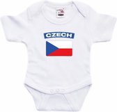 Czech baby rompertje met vlag wit jongens en meisjes - Kraamcadeau - Babykleding - Tsjechie landen romper 80 (9-12 maanden)