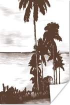 Poster Zee - Palmboom - Strand - 120x180 cm XXL
