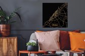 Poster Kaart - Dubai - Luxe - Goud - Zwart - 50x50 cm