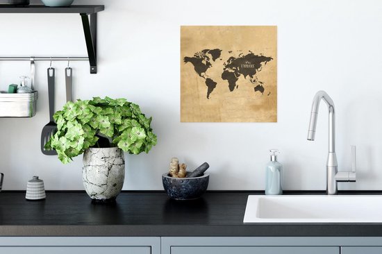 Affiche Wereldkaart - Vintage - Voyages - 30x30 cm