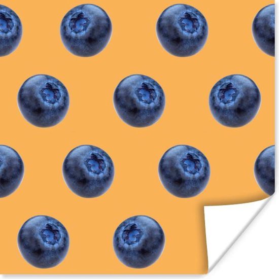 Poster Blauwe bes - Oranje - Patroon - 30x30 cm | bol