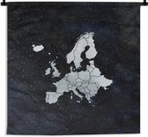 Wandkleed - Wanddoek - Kaarten - Europa - Sterrenhemel - Zilver - 180x180 cm - Wandtapijt