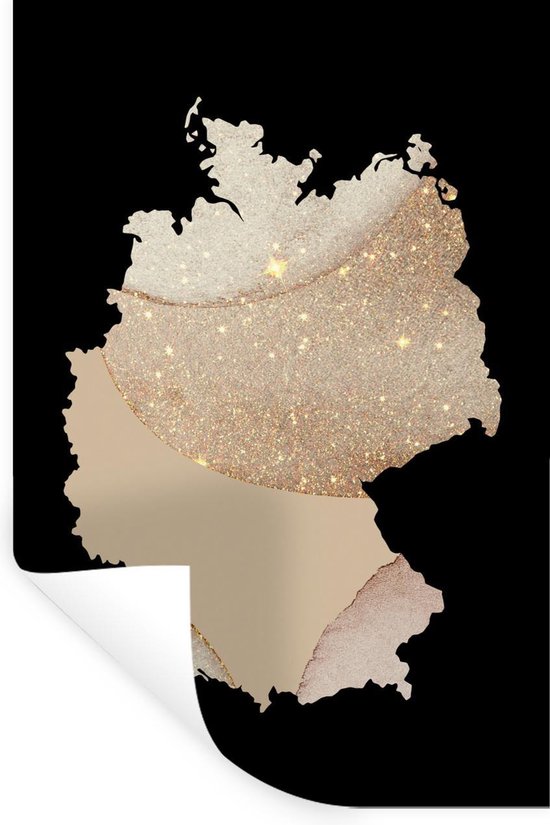 Muurstickers - Sticker Folie - Kaart - Duitsland - Glitter - 20x30 cm - Plakfolie - Muurstickers Kinderkamer - Zelfklevend Behang - Zelfklevend behangpapier - Stickerfolie