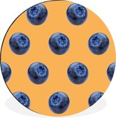 WallCircle - Wandcirkel - Muurcirkel - Blauwe bes - Oranje - Patroon - Aluminium - Dibond - ⌀ 30 cm - Binnen en Buiten
