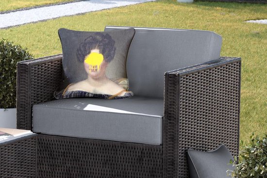 Coussin de jardin - Portrait - Vêtements - Peinture - 40x40 cm - Résistant aux intempéries