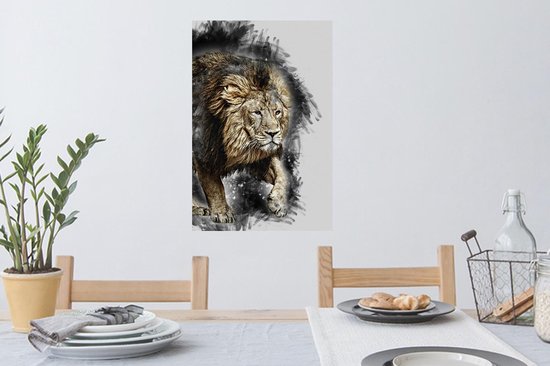 Stickers Stickers muraux - Illustration - Lion - Zwart - 40x60 cm - Film adhésif