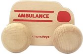 ambulance junior 15 x 8 cm hout naturel/rood