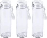 3x Stuks glazen waterfles/drinkfles transparant met schroefdop wit handvat 420 ml - Sportfles - Bidon