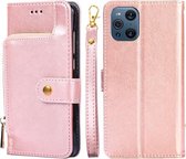 Voor OPPO Zoek X3/X3 Pro Zipper Bag PU + TPU Horizontale Flip Leather Case met Houder & Kaartsleuf & Portemonnee & Lanyard (Rose Gold)