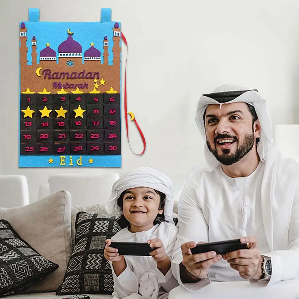 Ramadan kalender van acryl, 30 dagen Eid Mubarak-kalender, doe-het-zelf gebed, ramadan Mubarak-decoratie, aftelkalender, ornament, gebed, ramadan- decoratie, woonkamer, ramadan-geschenken voor kinderen