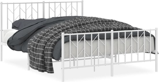 vidaXL Cadre de lit avec tête et pied Métal Blanc 140x200 cm