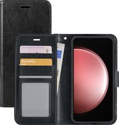 Hoes Geschikt voor Samsung S23 FE Hoesje Book Case Hoes Flip Cover Wallet Bookcase - Zwart