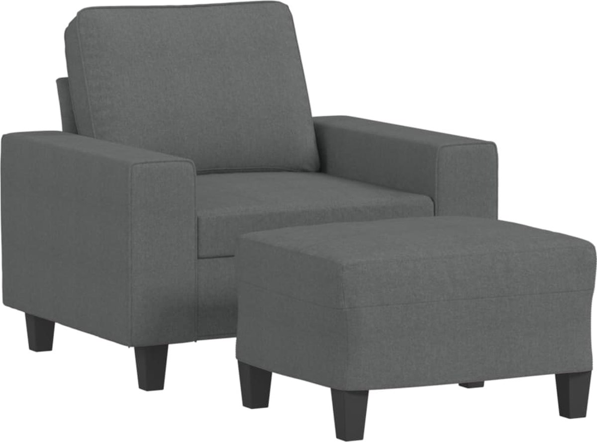 vidaXL Fauteuil - met - voetenbank - 60 - cm - stof - donkergrijs
