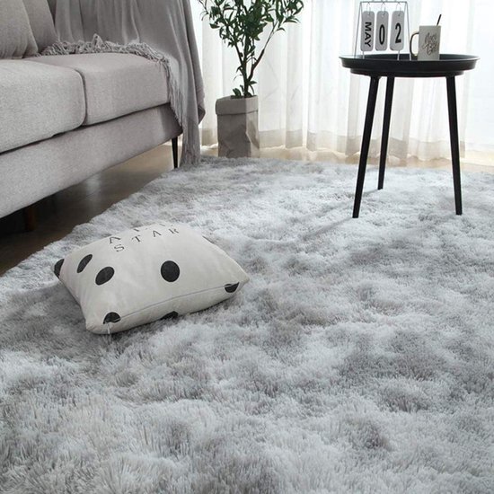 Area Rugs Soft Bedroom Rugs Anti Slip Fluffy Living Room Rug Shaggy Floor Mats Large for Bedroom (Black/Grey, 160 * 230cm)