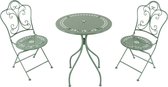 AXI Marilou 3-delige metalen Bistroset Romantisch Pastelgroen – Ge-poedercoat metalen frame – Balkon-set 2 stoelen en tafel