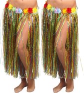 Toppers - Fiestas Guirca Hawaii verkleed rokje - 2x - voor volwassenen - multicolour - 75 cm - hoela rok