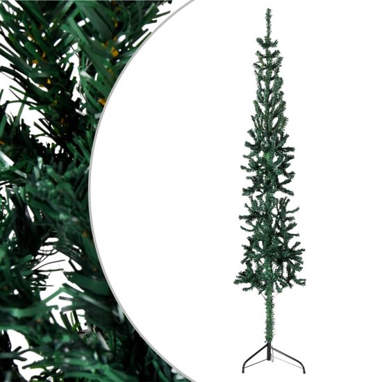 Kunstkerstboom met standaard half 180 cm PVC zilverkleurig kopen