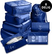Packing Cubes 8-Delig - Koffer Organizer Set - Bagage Organizers - Blauw - Tasorganizers - Backpack Organizer - Compression Cube - Travel Backpack Organizer - Kleding Organizer Set Voor Koffer en Backpack - Compression Packing Cubes