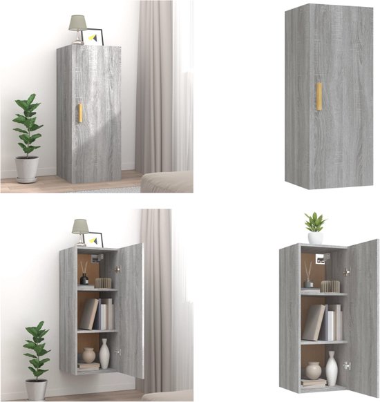 vidaXL Hangkast 34,5x34x90 cm gerookt eikenkleurig, hangkast, muurkast, opbergkast, hangende kast, kast, tv-kast, televisiekast, wandmeubel