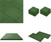 vidaXL Valtegels 12 st 50x50x3 cm rubber groen - Valmat - Valmatten - Rubberen Mat - Rubberen Vloertegel
