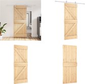 vidaXL Schuifdeur met beslag 85x210 cm massief grenenhout - Schuifdeur - Schuifdeuren - Binnendeur - Binnenschuifdeur