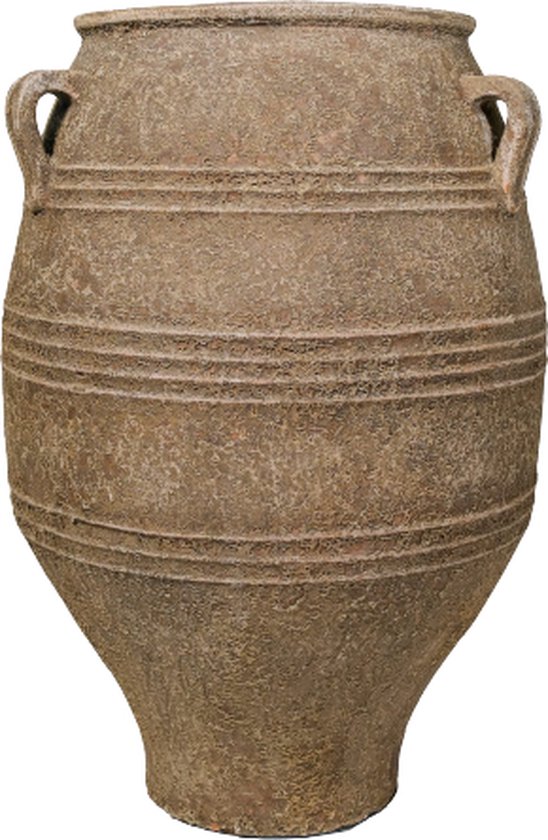 Handgemaakte vaas met verfijnd patina en handvaten Ø 50cm - Bruin
