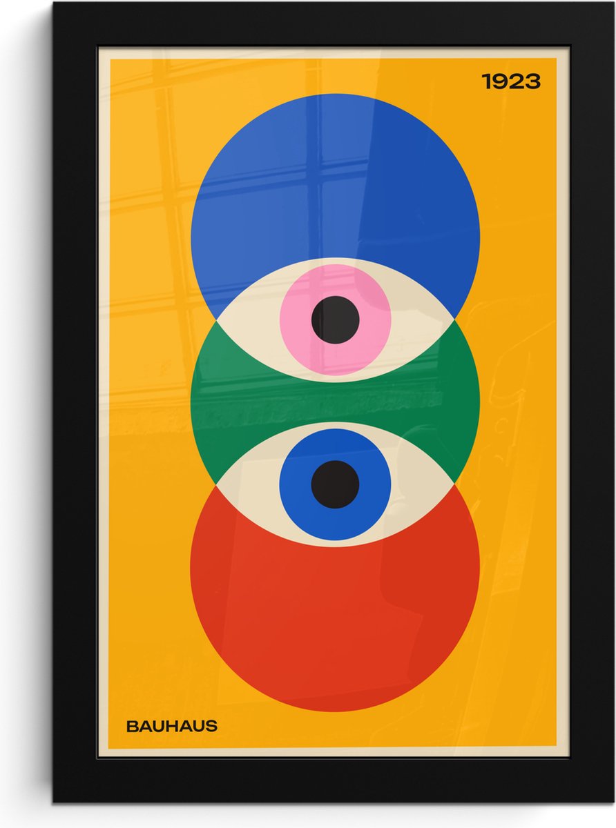 FrameYourWall Poster in lijst - Fotolijst 20x30 cm - Posters - Bauhaus - Abstract - Vintage - Kunst - Art - Posterlijst zwart - Decoratie - Wanddecoratie woonkamer - Muurdecoratie slaapkamer Kleurrijk