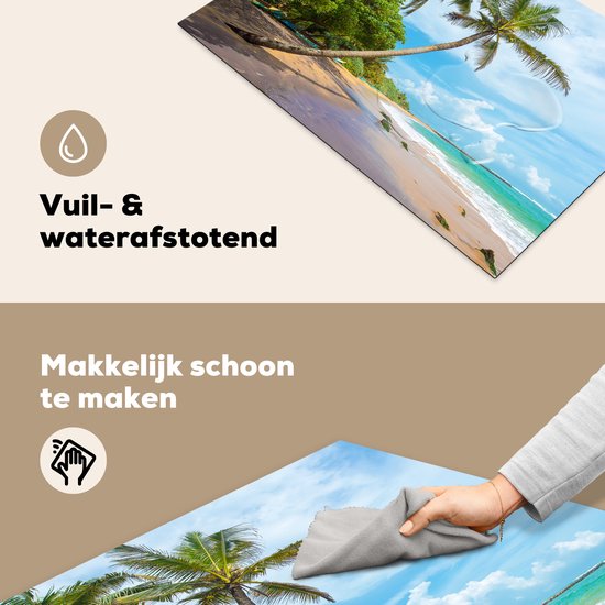 KitchenYeah® Inductie beschermer 77x51 cm - Strand - Zand - Palmboom - Kookplaataccessoires - Afdekplaat voor kookplaat - Inductiebeschermer - Inductiemat - Inductieplaat mat
