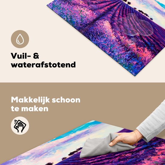 KitchenYeah® Inductie beschermer 81.2x52 cm - Olieverf - Schilderij - Bloemen - Kookplaataccessoires - Afdekplaat voor kookplaat - Inductiebeschermer - Inductiemat - Inductieplaat mat