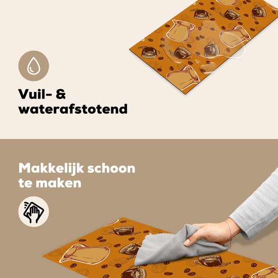 Kookplaatbeschermer met koffiepatroon die makkelijk schoon te maken is.