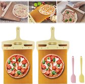Thewooshop - glijdende pizzaschep - pizzaschep die pizza perfect overdraagt - antiaanbaklaag met handvat - vaatwasmachinebestendig