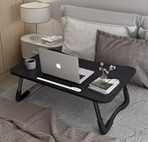 Laptoptafel Inklapbaar, Laptop Bureau met 4 USB-Oplaadpoorten/Lade/PAD-standaard/Bekerhouder, Voor Bed, Bank, Vloer (60 x 40 cm, Zwart)