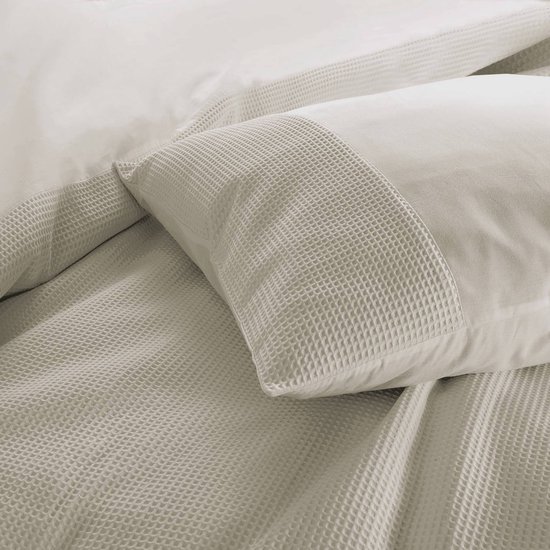 Papillon Dekbedovertrek Mendoza Wafel Zand Lits-jumeaux 240x200/220 cm - Hoogwaardige Percale Katoen Super Zacht van Papillon — afbeelding 4