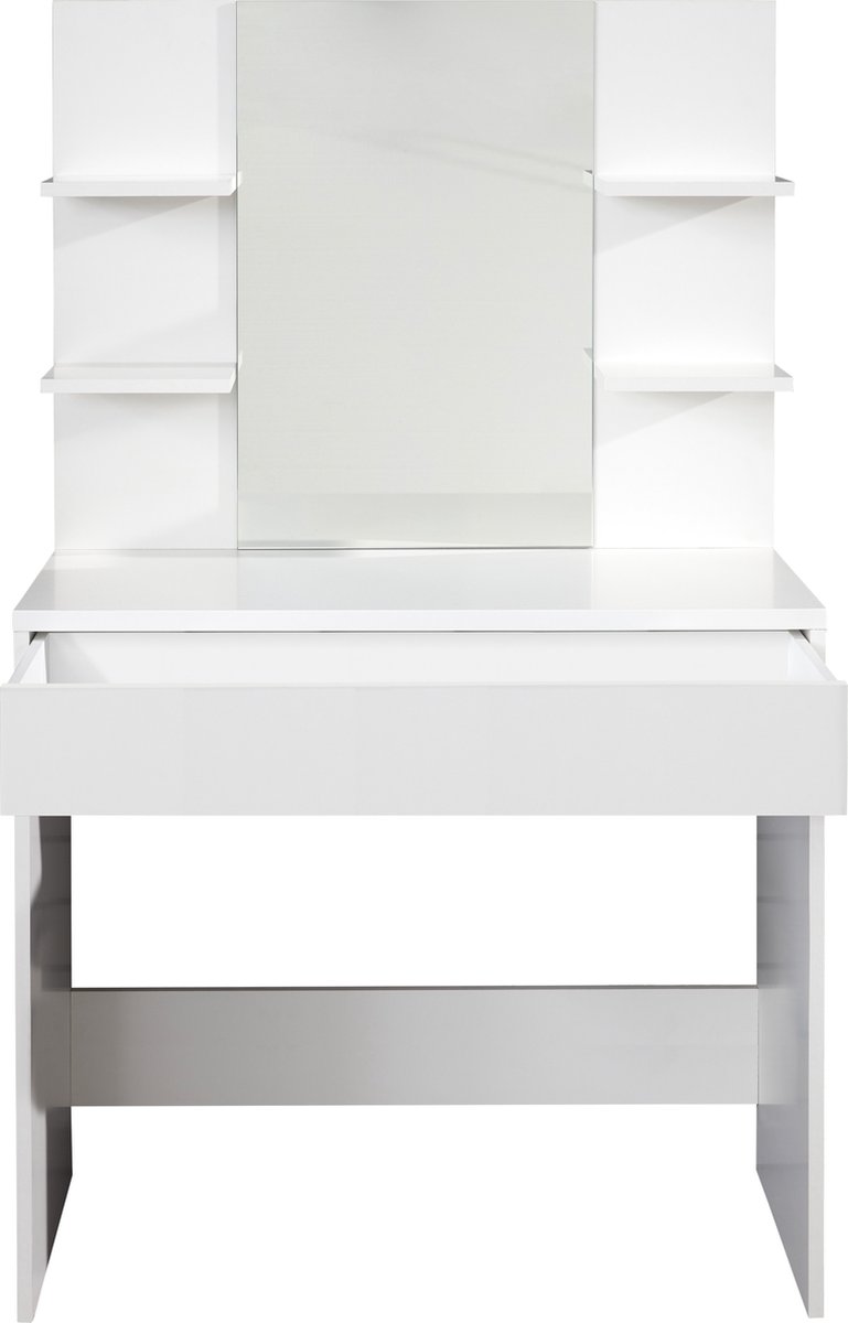 trendteam smart living Kinderkamer_Kinderkamer_Kaptafel, make-uptafel, make-uptafel, basix, 85 x 140 x 40 cm, wit met veel legplank