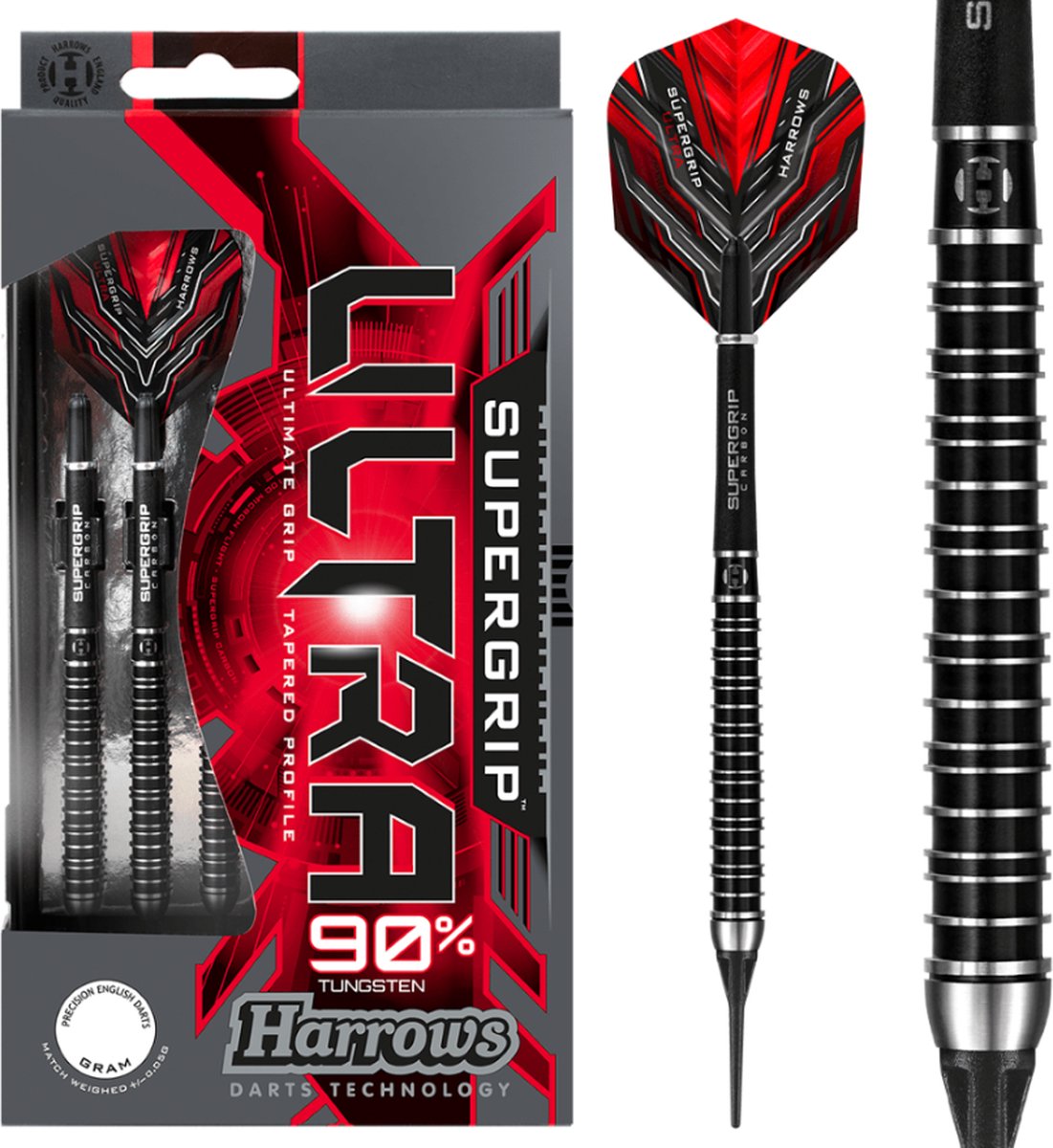 Harrows Supergrip Ultra 90% Soft Tip - Dartpijlen 18 Gram