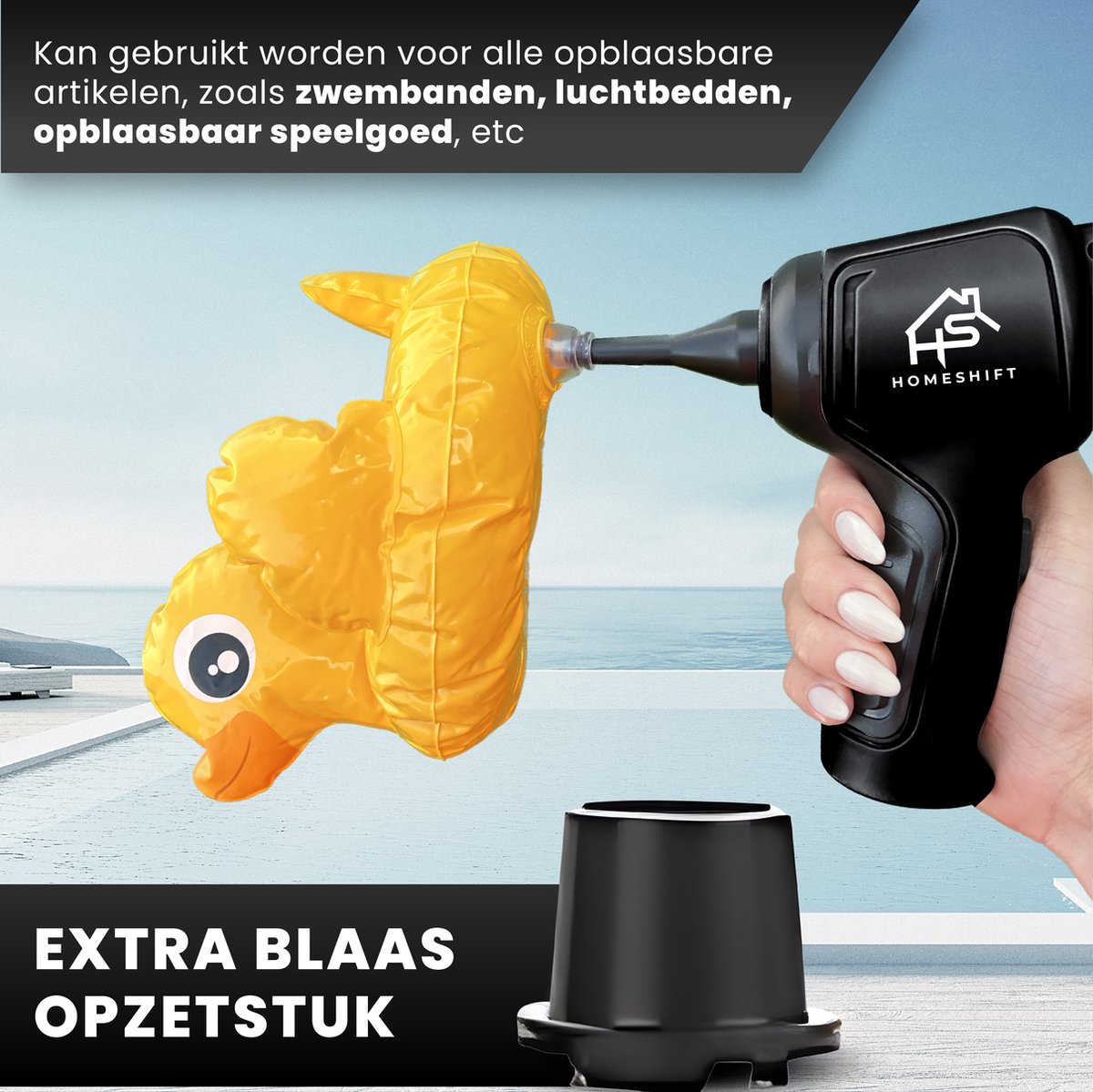 HomeShift® Auto Stofzuiger Draadloos V2 - Kruimelzuiger - Handstofzuiger - Kleine Stofzuiger - Draadloze stofzuiger - Air Duster - Nat & Droog - Zwart — afbeelding 6