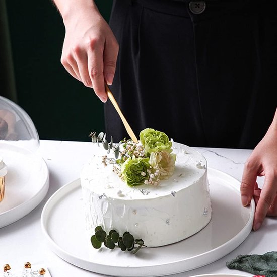 Sendez Grote taartschaal van porselein met een diameter van 30 cm, taartstandaard, kaasplaat