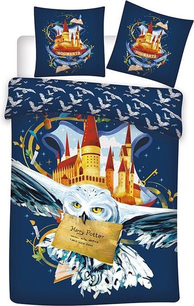 Harry Potter Hedwig Dekbedovertrek - Eenpersoons - 140 x 200 cm - Polyester  | bol.com