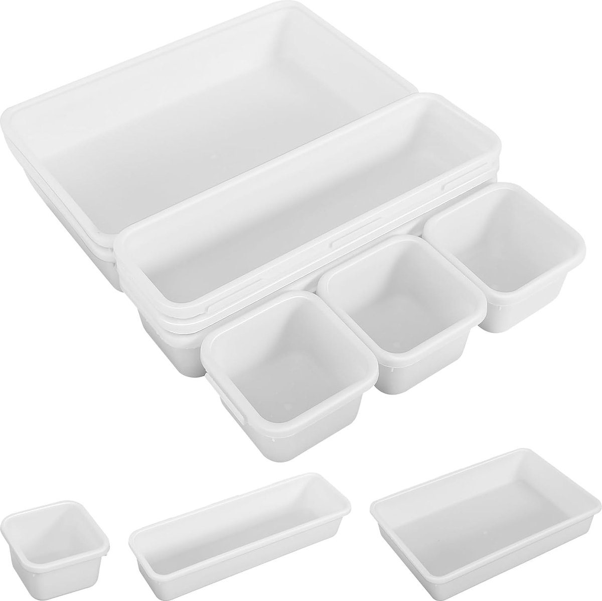 Addis Organiseur Tiroir 3 Compartiments Souple Blanc Gris - Rangement Cuisine Et Bureau