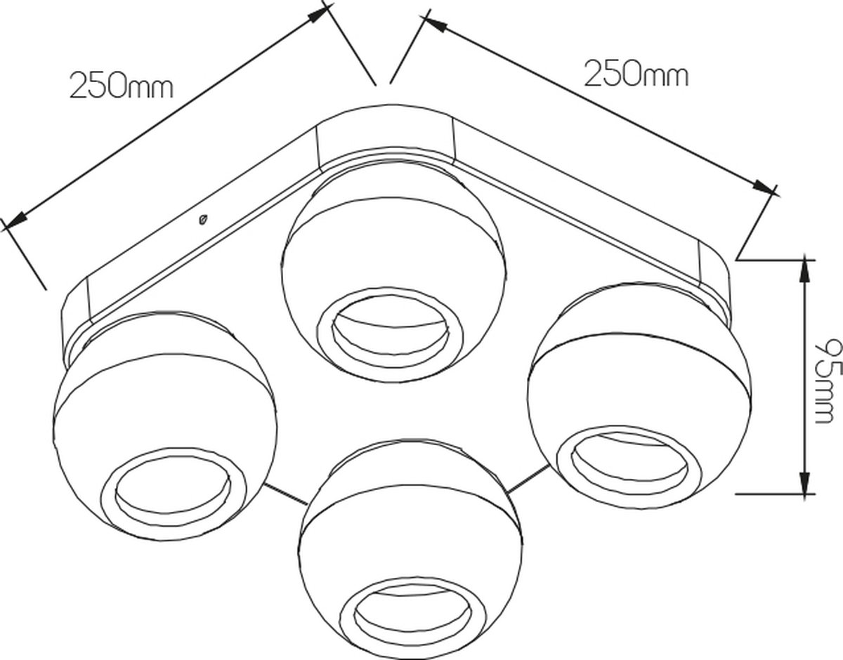 TRITON 4L vierkant, GU10 (excl) zwart