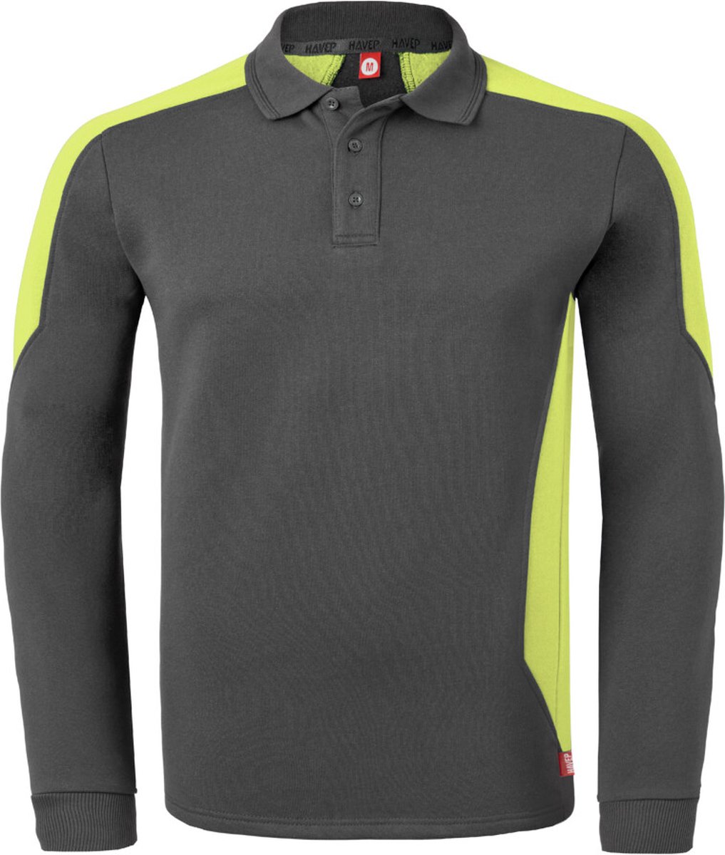 HAVEP Polosweater Bicolor 10075 - Charcoal/Fluo Geel - 2XL