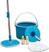 Clean Water Spin Mop Set avec système de filtre à deux chambres - sépare l'eau sale de l'eau douce - serpillière pour chaque sol - avec une nouvelle tige de 135 cm de long - fonction d'essorage