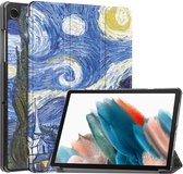 Tablet Hoes Geschikt voor Samsung Galaxy Tab A9 | Book Case met Standaard | Kunstlederen Beschermhoes | Tri-fold | Sterren Nacht