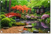 Tuindecoratie Japanse tuin - Natuur - Bomen - Planten - Japan - 60x40 cm - Tuinposter - Tuindoek - Buitenposter